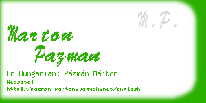 marton pazman business card